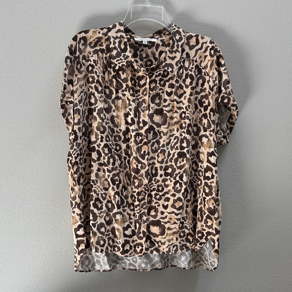 Rose & Olive Leopard Print Blouse - Brown and Tan